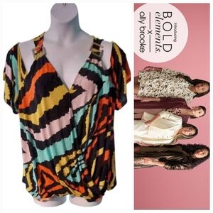 NWT BOLD elements Cold Shoulder Crossover Blouse ~2X